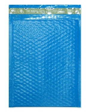 Size #2 (8.5"x11" Interior) Blue POLY Bubble Mailers with Peel-N-Seal