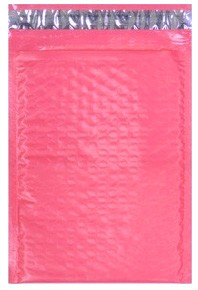 Size #00 (5"x9" Interior) FLAMINGO PINK POLY Bubble Mailers with Peel-N-Seal