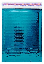 Size #000 (4.25"x7" Interior) Glamour Metallic Teal Bubble Mailers with Peel-N-Seal 