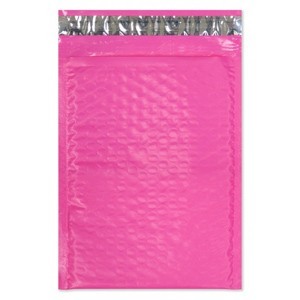 Size #0 (6.5"x9" Interior) HOT PINK POLY Bubble Mailers with Peel-N-Seal