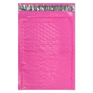 Size #2 (8.5"x11" Interior) HOT PINK POLY Bubble Mailers with Peel-N-Seal