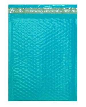 Size #2 (8.5"x11" Interior) TEAL POLY Bubble Mailers with Peel-N-Seal